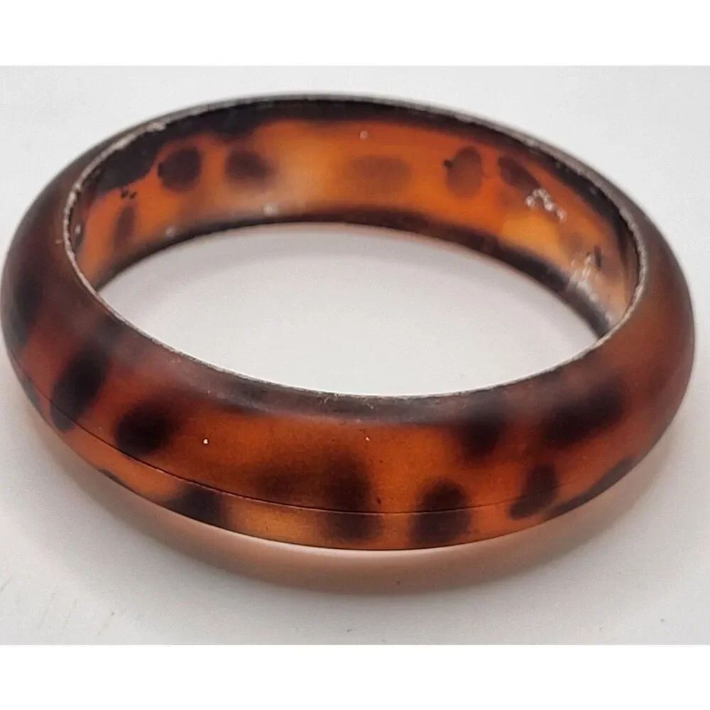 Estate 70s Tortiseshell Transparent Brown Chunky Bangle Bracelet 2.5in dia .8in